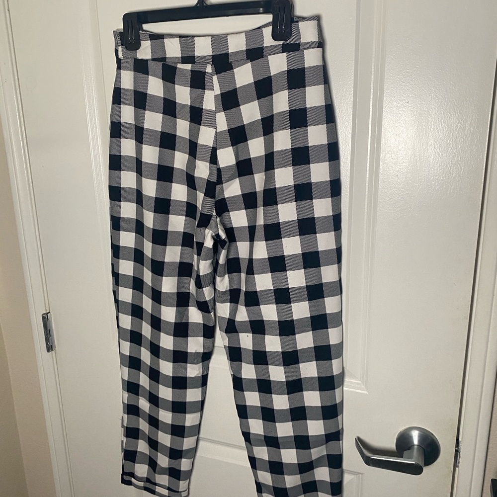 Nasty Gal Black and White Checkered Straight Leg Pants
